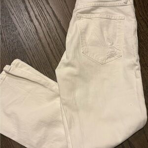 MOTHER White Straight Leg Jeans